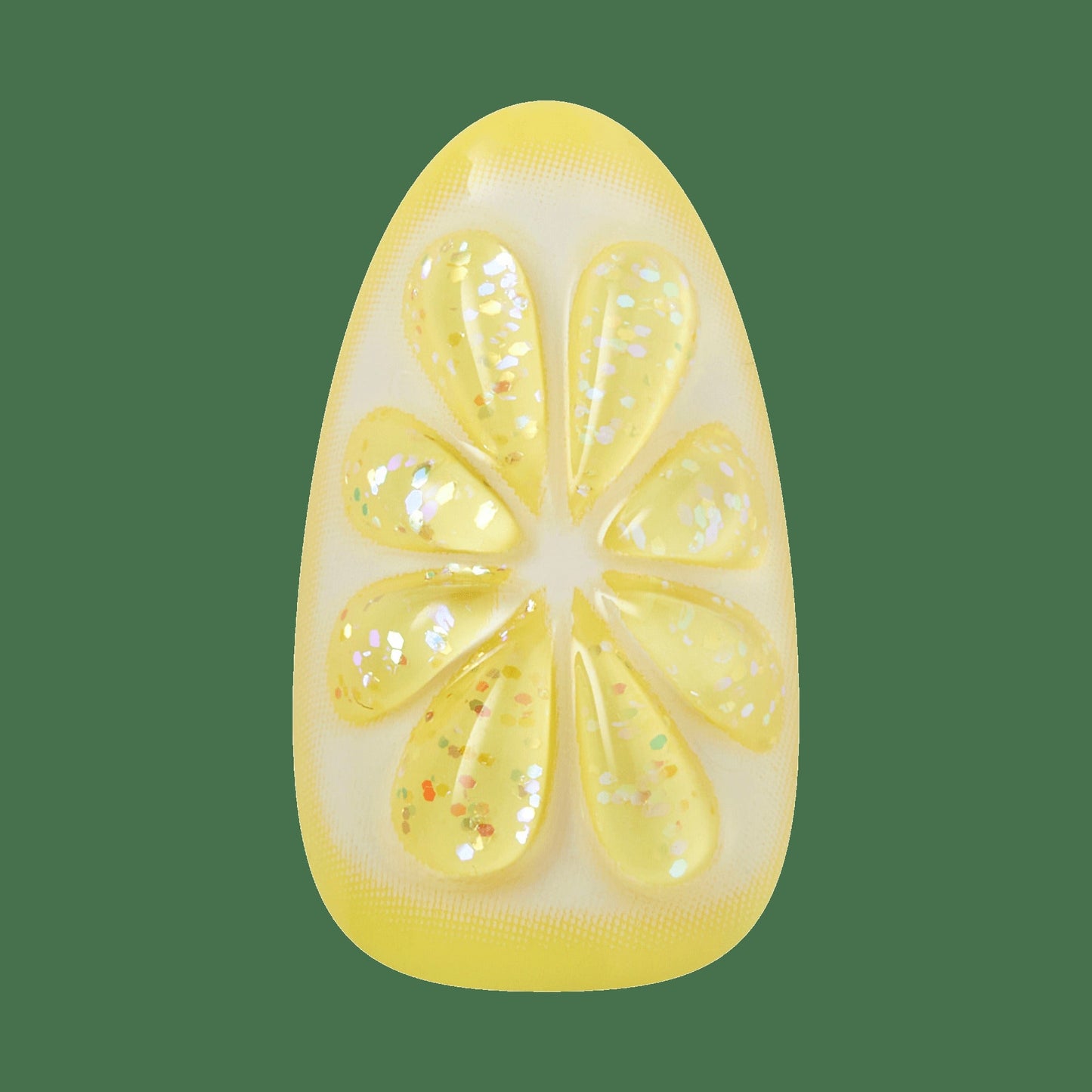 Kiss Nail Drip Press On Fake Glue Nails - Euphoric Leap | 3D & Jewel French Design, Yellow, Medium, Almond