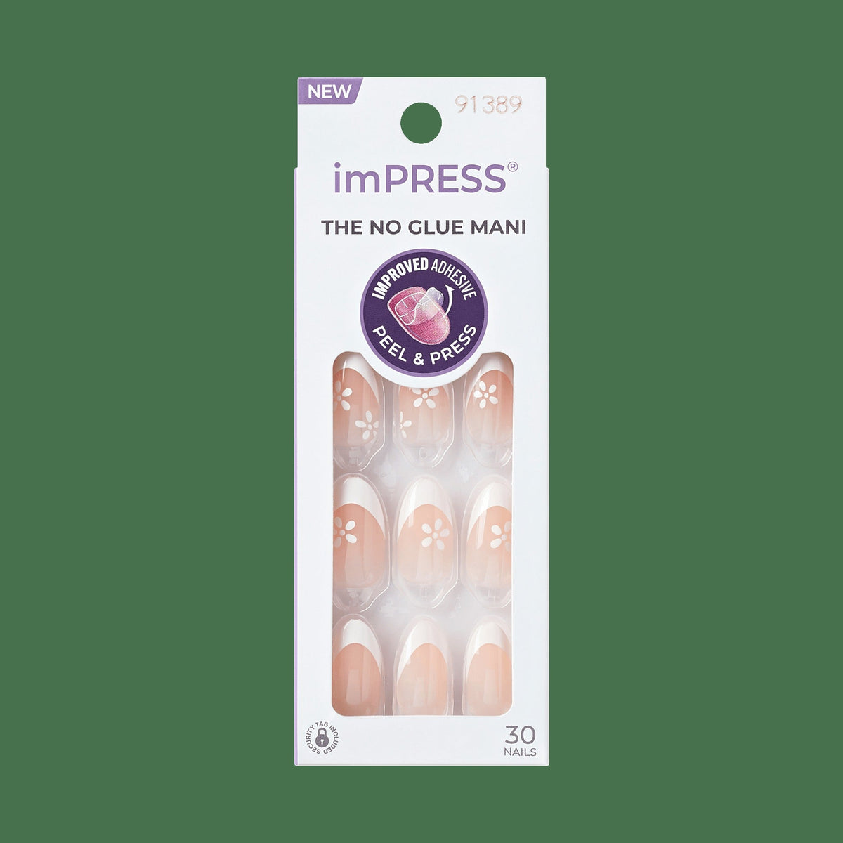 Impress French No Glue Fake Press On Nails - Fearless | French Tips, White & Neutral, Medium, Almond, Manicure