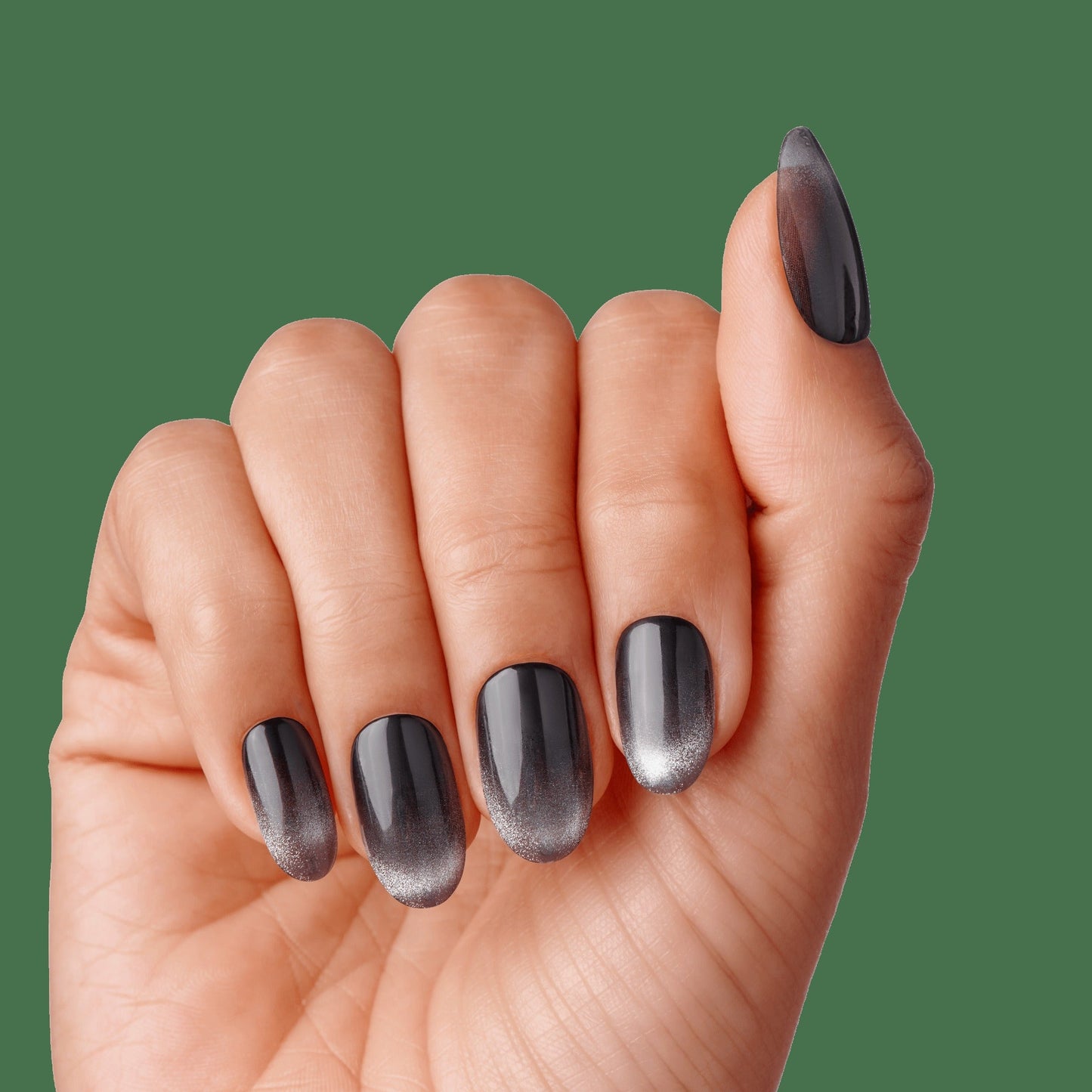 colorFX by Impress No Glue Fake Press On Nails - Best Wishes | Solid, Black, Medium, Oval, Manicure