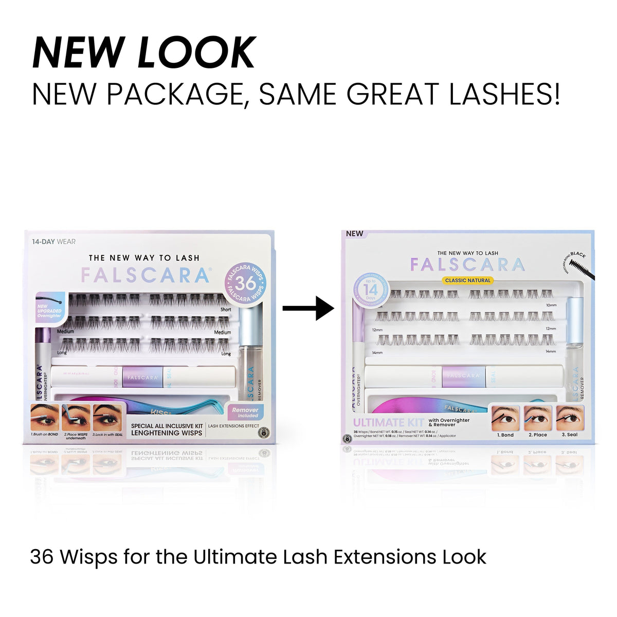 Falscara Classic Natural Special All Inclusive Ultimate Kit -Lengthening | DIY False Lash Extensions, Cluster Lash, Wispy Lashes, 36 Wisps, 10mm-14mm