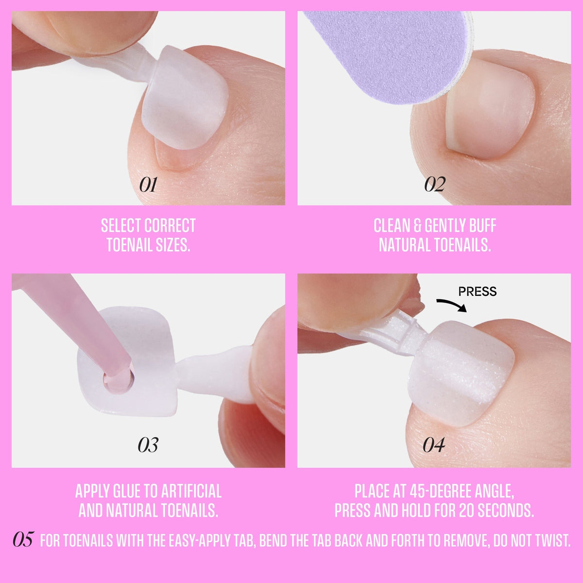 Kiss Glam Press On Fake Glue Toenails - Twinkle Toes | Solid, White, Short, Squoval, Pedicure