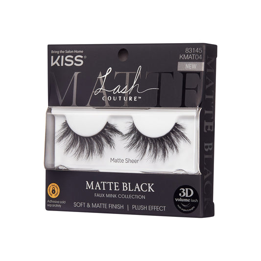 Kiss Lash Couture Matte Black False Eyelashes - Matte Sheer | 1 Pair, Strip Lashes, 16mm