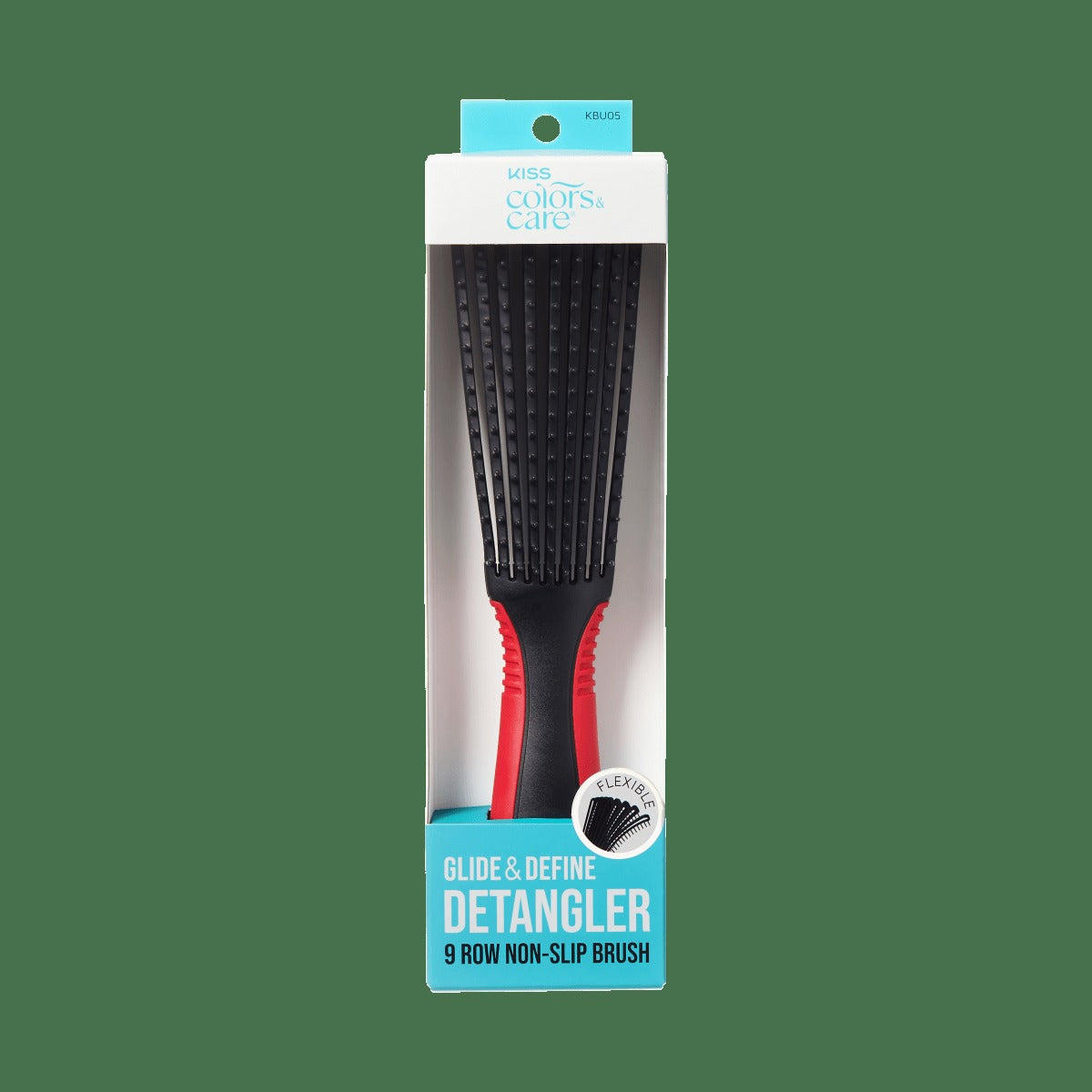 Kiss Colors & Care Glide Detangling Brush - Large Black | Non-Slip, 9 Rows, Detangling Brush, Curl Brush