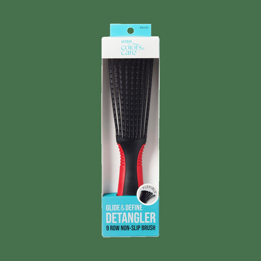 Kiss Colors & Care Glide Detangling Brush - Large Black | Non-Slip, 9 Rows, Detangling Brush, Curl Brush