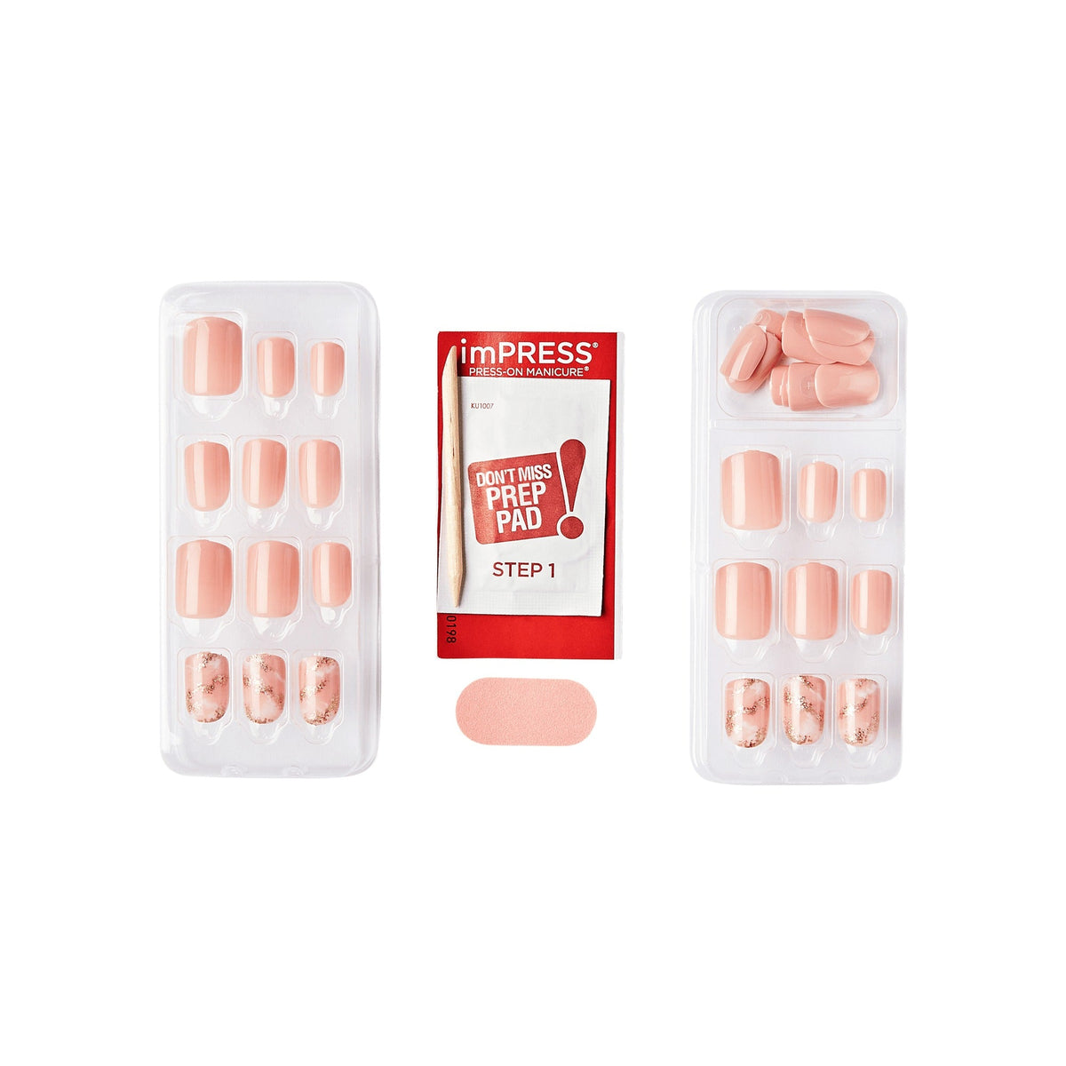 Impress Design No Glue Fake Press On Nails - Kingdom | Design, Pink, Short, Squoval, Manicure