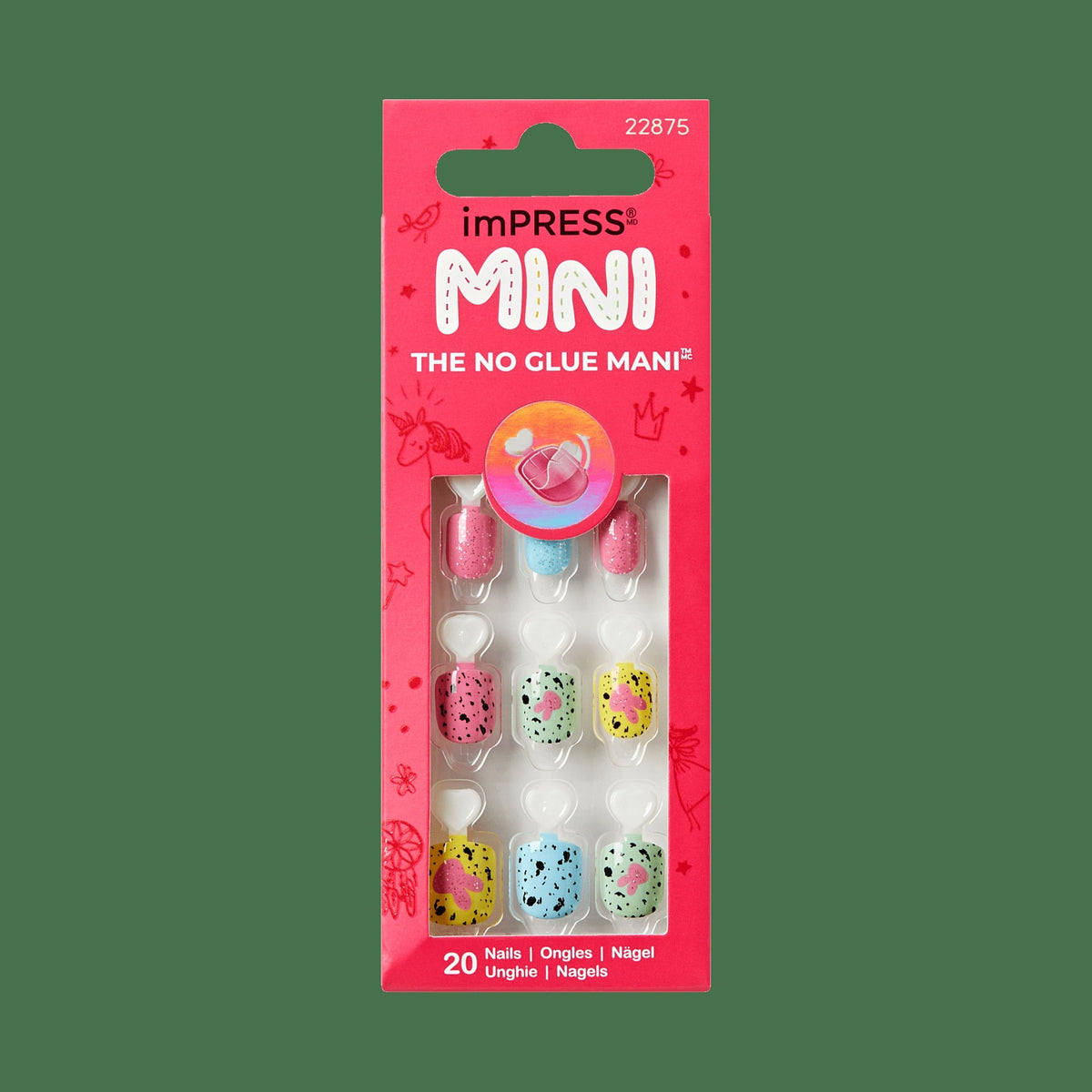 Impress Kids No Glue Fake Press On Nails - Fluffy Tails | Design, Multicolor, Kids, Squoval, Manicure