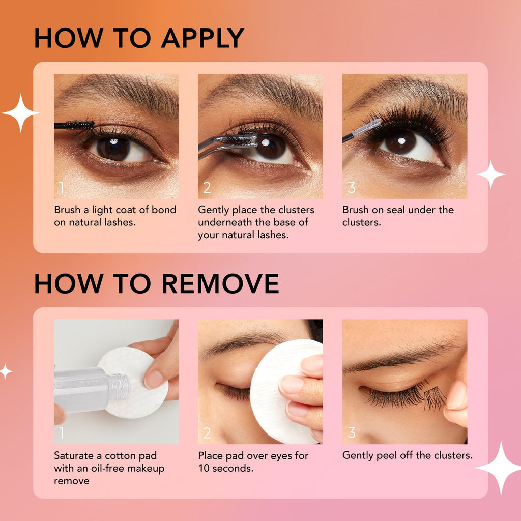 BeBlinky False Eyelashes, Narrow Band - Natural | 120 Clusters, Cluster Lashes, 9mm- 16mm