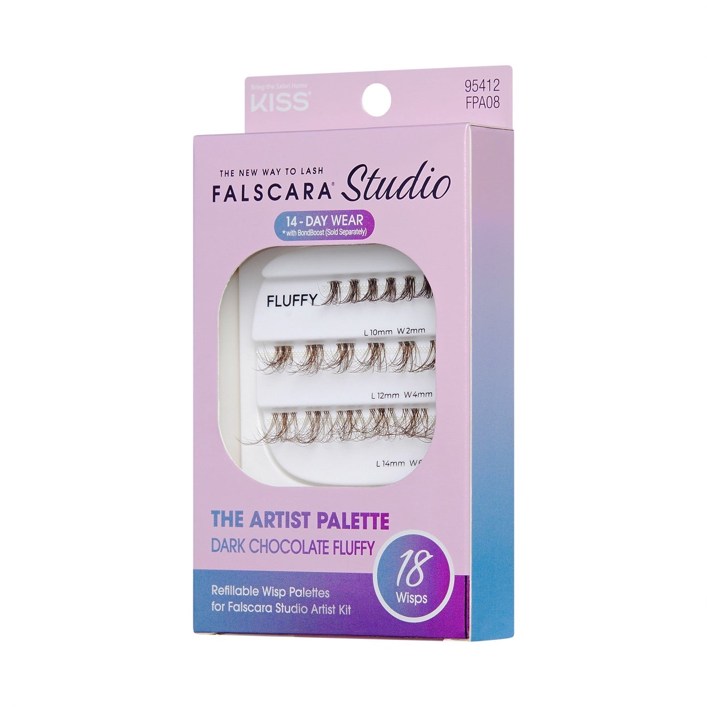 Falscara Studio Lash Palette - Dark Chocolate Fluffy Volume | DIY False Lash Extensions, Medium Glam, Cluster Lash, Wispy Lashes, 18 Wisps, 10mm-14mm