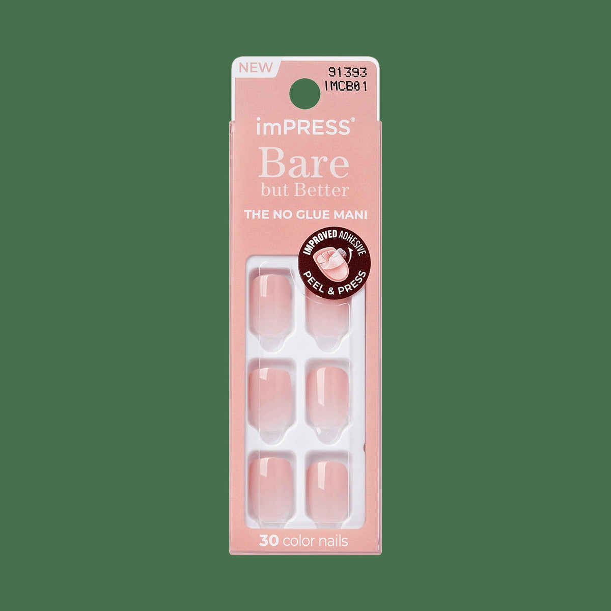 Impress Bare but Better No Glue Fake Press On Nails - Instinct | Solid, Pink, Short, Squoval, Manicure