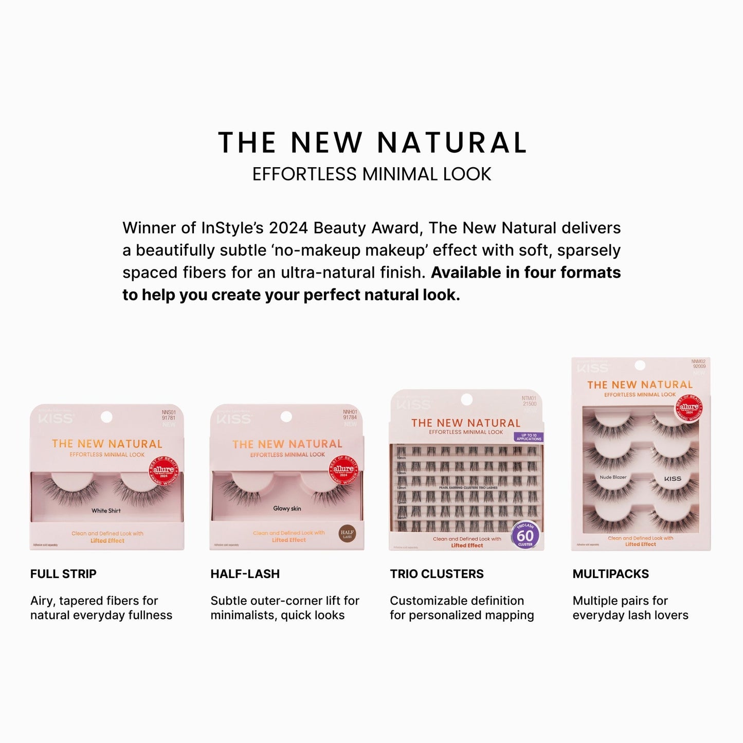 Kiss The New Natural Full Strip False Eyelashes - Silver Ring | 1 Pair, Strip Lashes, 12mm