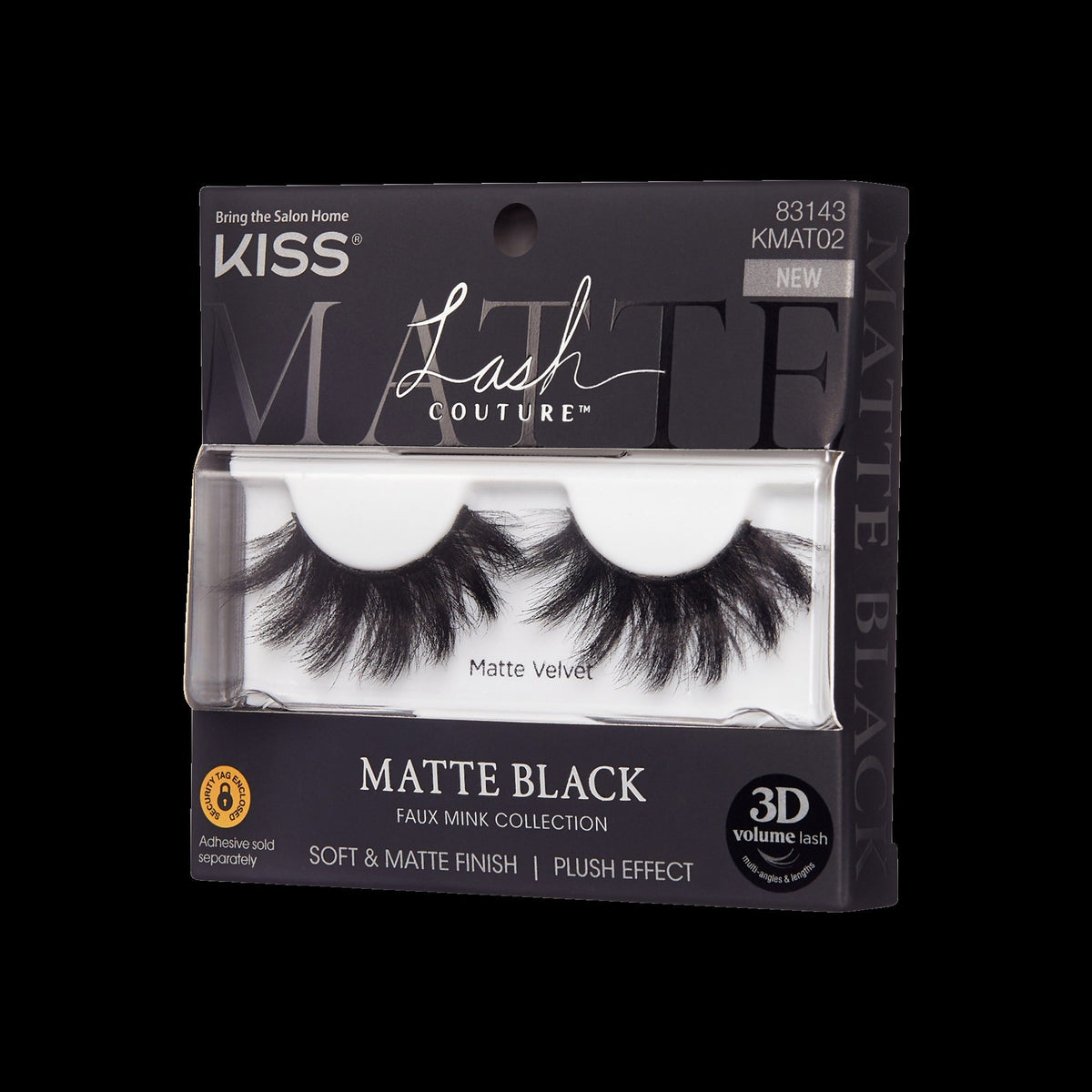 Kiss Lash Couture Matte Black False Eyelashes - Matte Velvet | 1 Pair, Strip Lashes, 16mm