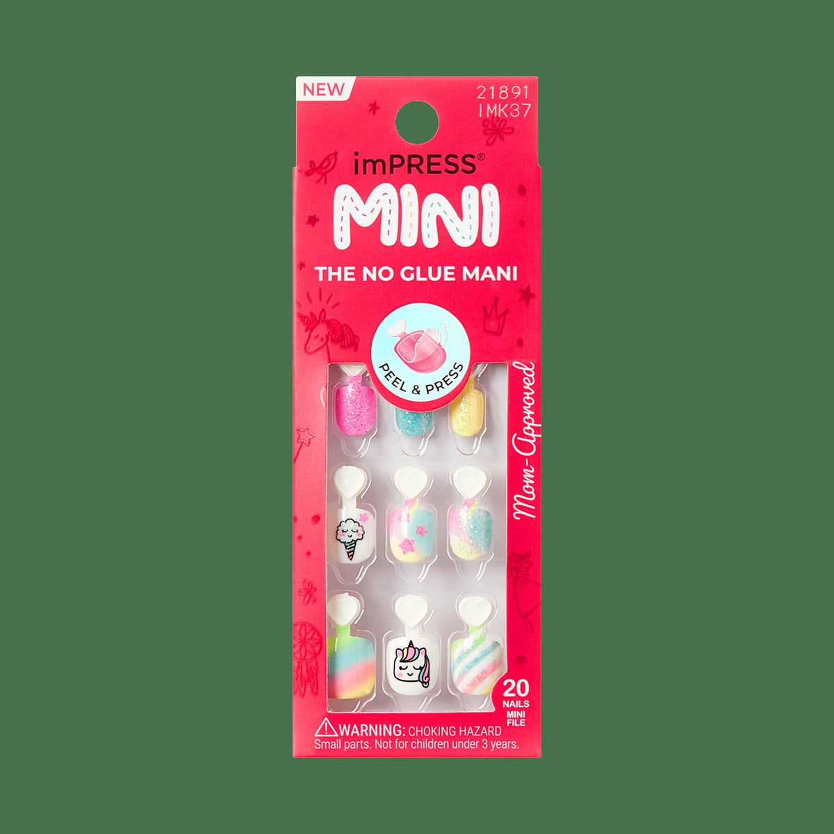 Impress Kids No Glue Fake Press On Nails - Berry Best | Design, Multicolor, Kids, Squoval, Manicure