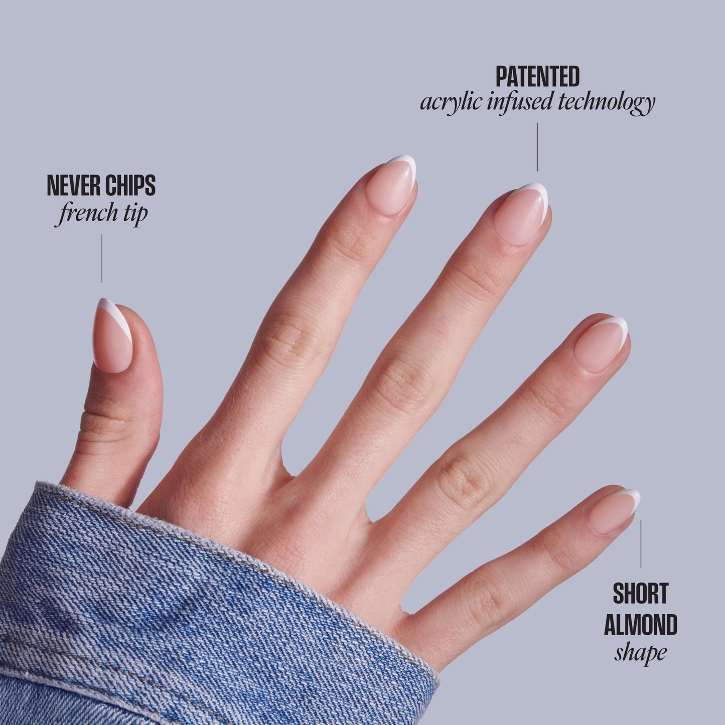Kiss Core French Press On Fake Glue Nails - Passionate | French Tips, White, Short, Almond