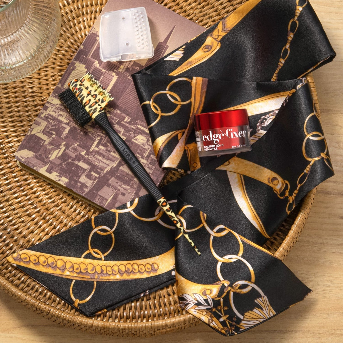 Kiss Colors & Care Silky Satin Edge Scarf - Luxe | Head Scarf, Hair Scarf, 60"L x 4"W, Hair Accessories