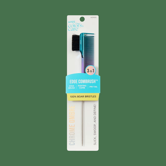 Kiss Colors & Care 3-in-1 Ombre Chrome Edge Combrush | Edge Styling Brush, Baby Hair Brush, Edge Control Brush, Parting Comb