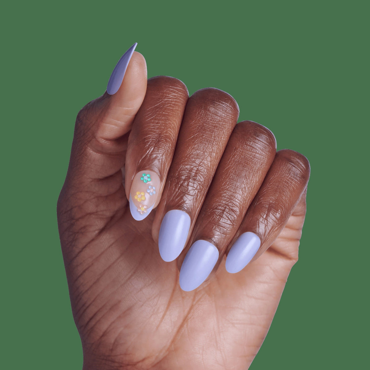 Impress Design No Glue Fake Press On Nails - Pastel Bloom | 3D & Jewel French Design, Multicolor, Medium, Almond, Manicure