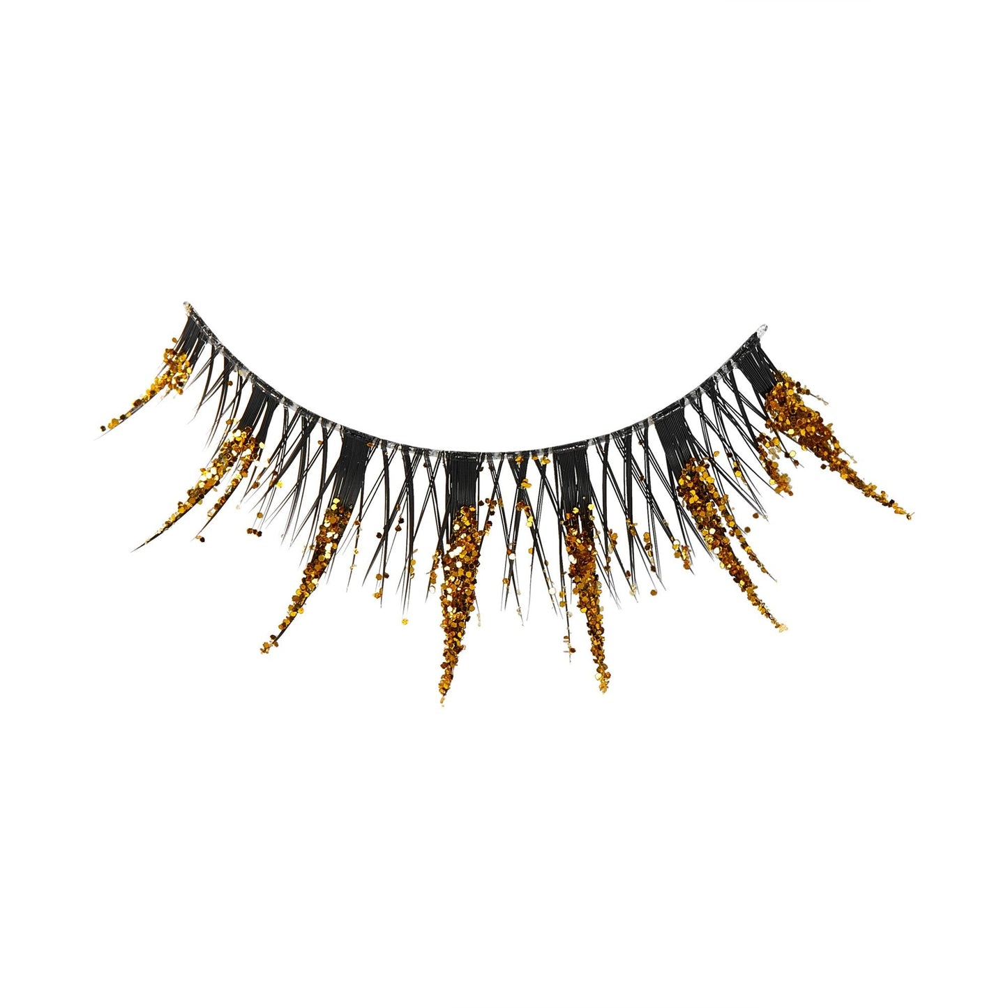 Kiss Halloween Decorated False Eyelashes & Gem Sticker - Golden Myth | 1 Pair, Strip Lashes, 7mm-12mm