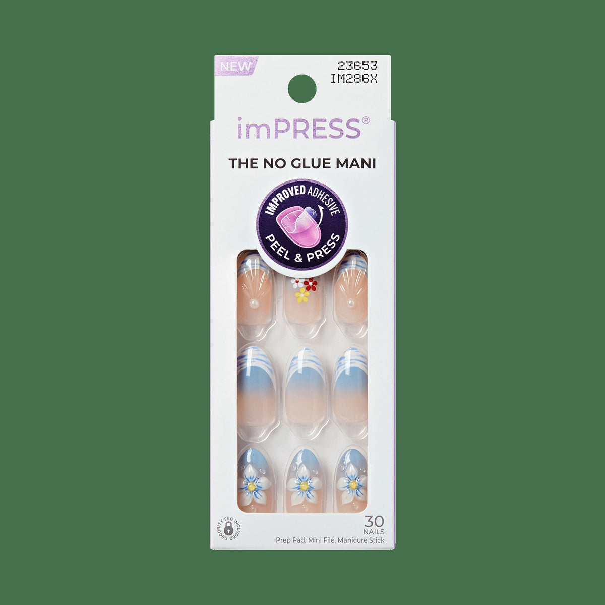 Impress Design No Glue Fake Press On Nails - Amerie | French Design, Multicolor, Medium, Almond, Manicure