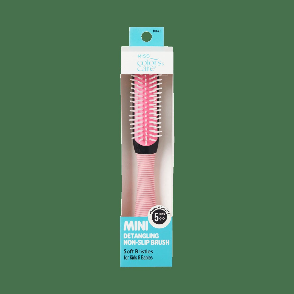 Kiss Colors & Care Mini Non-Slip Soft Bristle Detangling Brush - Pink | Detangling Brush, Curl Brush