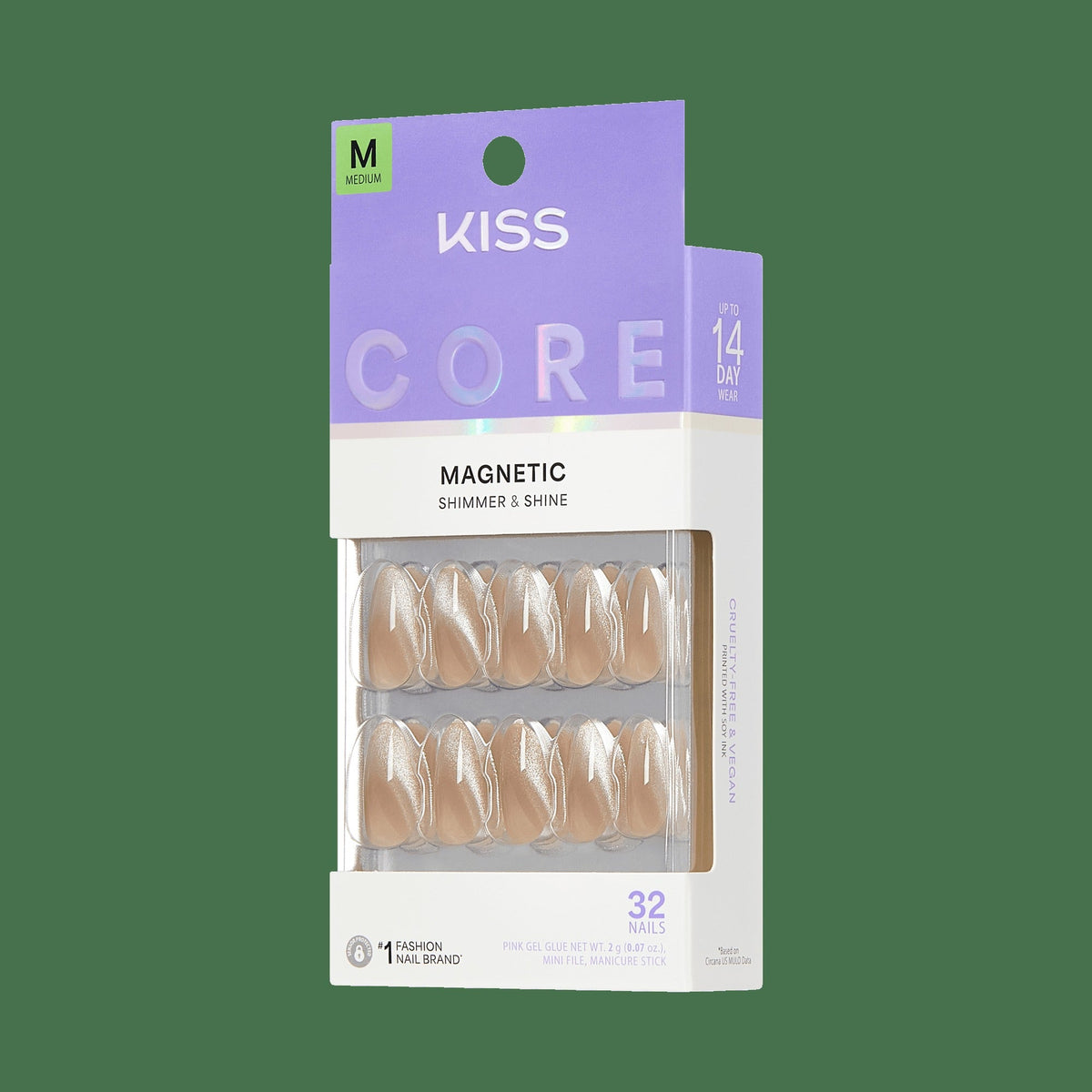 Kiss Core Magnetic Press On Fake Glue Nails - Amazon Falls | Magnetic, Beige, Medium, Almond