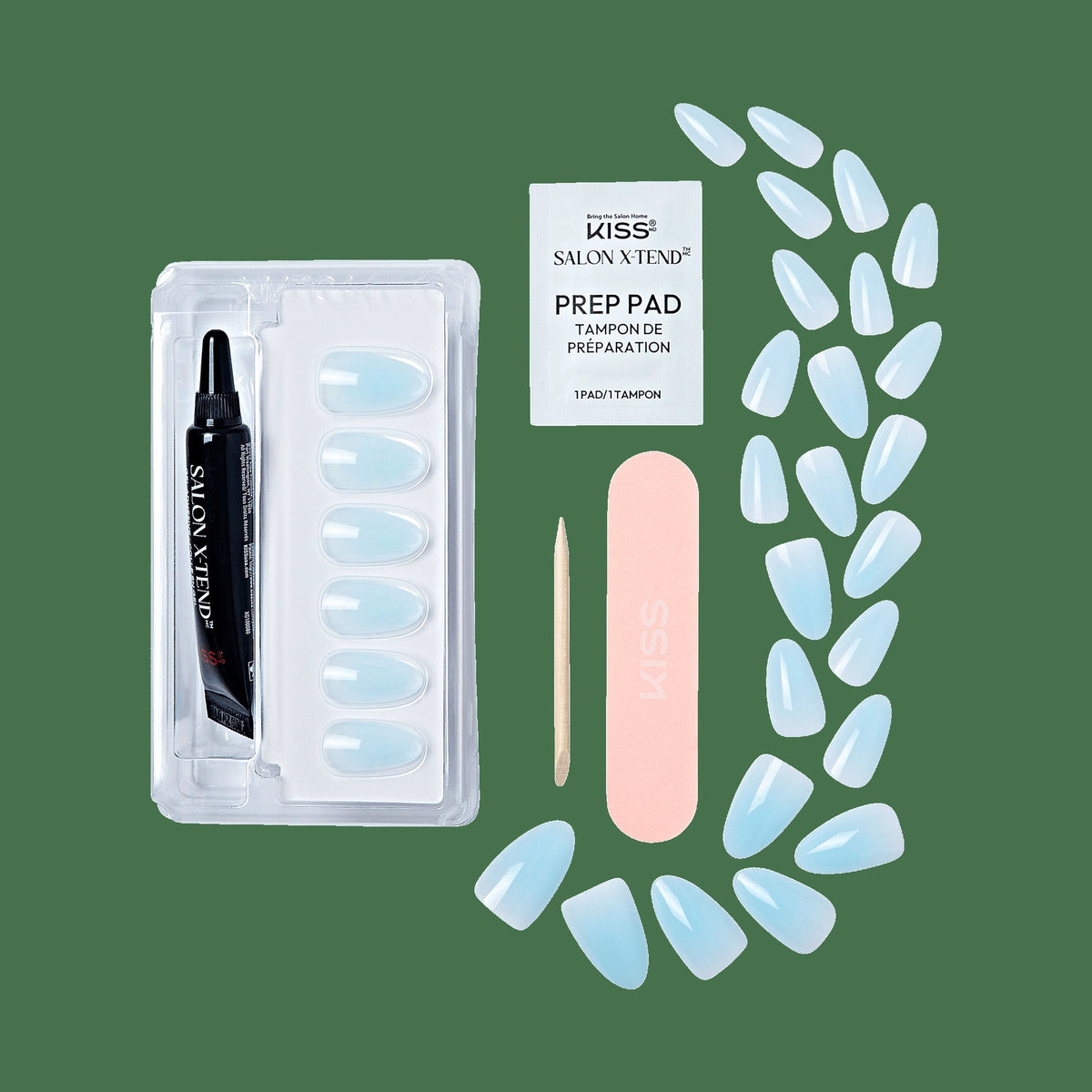 Kiss Salon X-tend Color Press On Soft Gel Nails - Choices | Solid, Blue, Medium, Almond