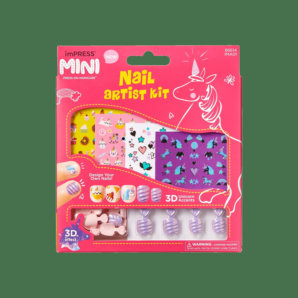 Impress Nail Art No Glue Fake Press On Nails - Nail Artist Kit | Design, Pink, Kids, Squoval, Manicure