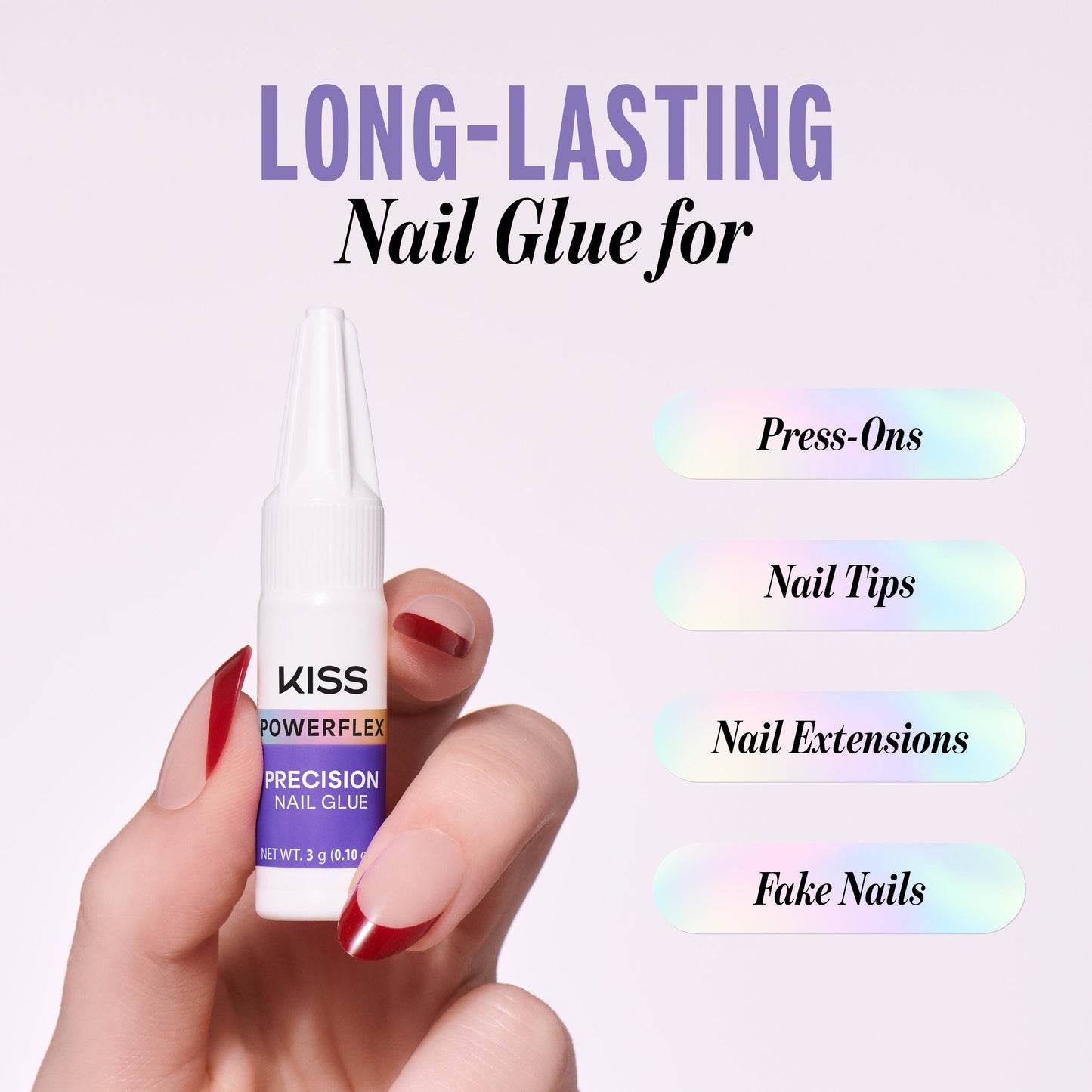 Kiss PowerFlex Precision Fake Nail Glue - 0.10 oz. | Nail Adhesive, Press-On Glue, Precision Nozzle, Ideal for Repairing