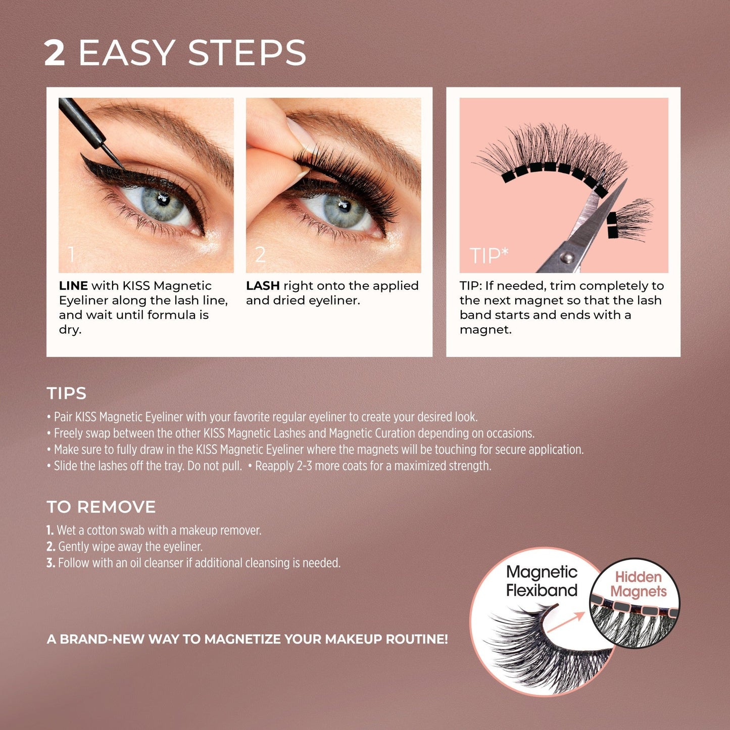 Kiss Magnetic Eyeliner & False Eyelashes - Lure | 1 Pair, Strip Lashes, 12mm