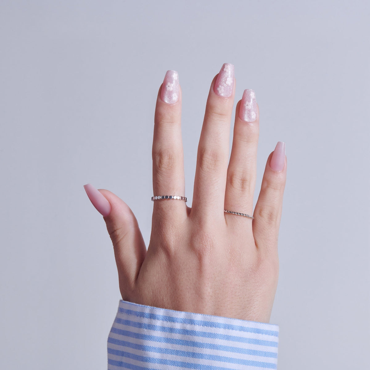 Kiss Nail Drip Press On Fake Glue Nails - Harmonious | 3D & Jewel Design, Pink, Medium, Coffin
