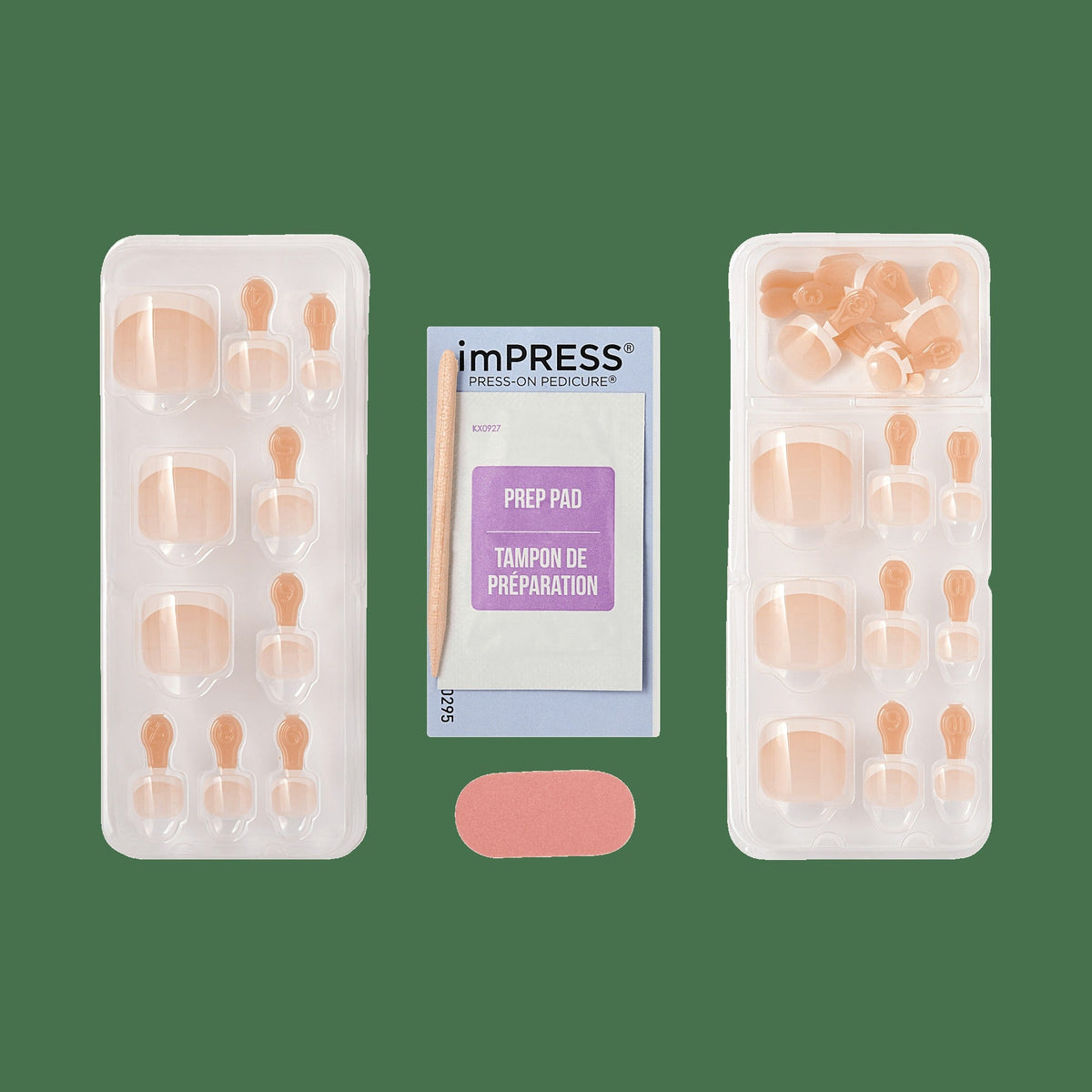 Impress Design No Glue Fake Press On Toenails - Blanc Chic | French Tips, Beige, Short, Squoval, Pedicure