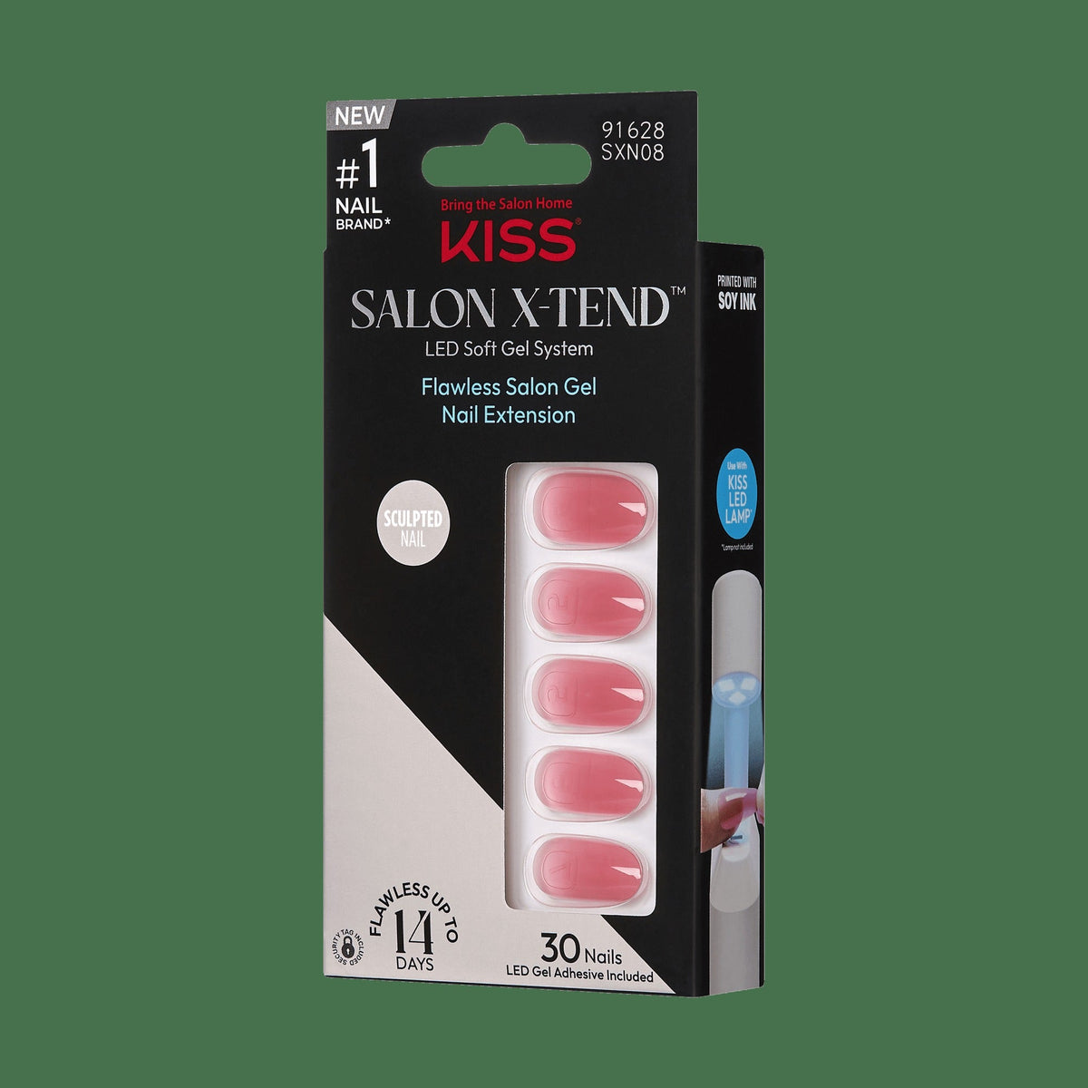 Kiss Salon X-tend Color Press On Soft Gel Nails - A Happy Day | Solid, Pink, Medium, Oval