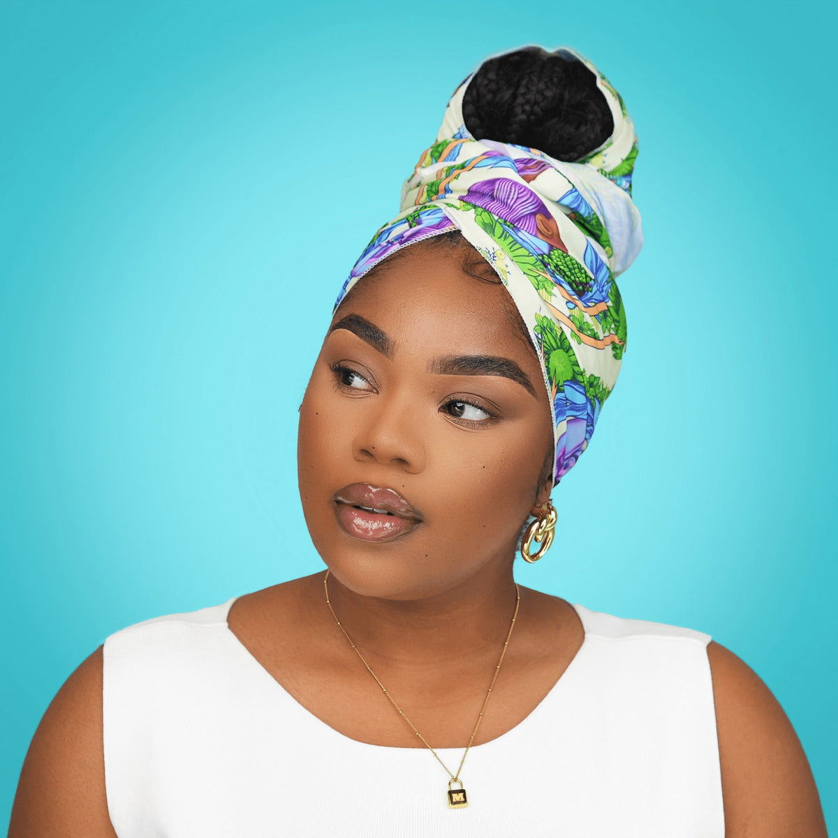 Kiss Colors & Care Limited Edition BIFC Satin Wrap Scarf - Jacques Agbobly | Head Scarf, Hair Scarf, 60"L x 16"W, Hair Accessories