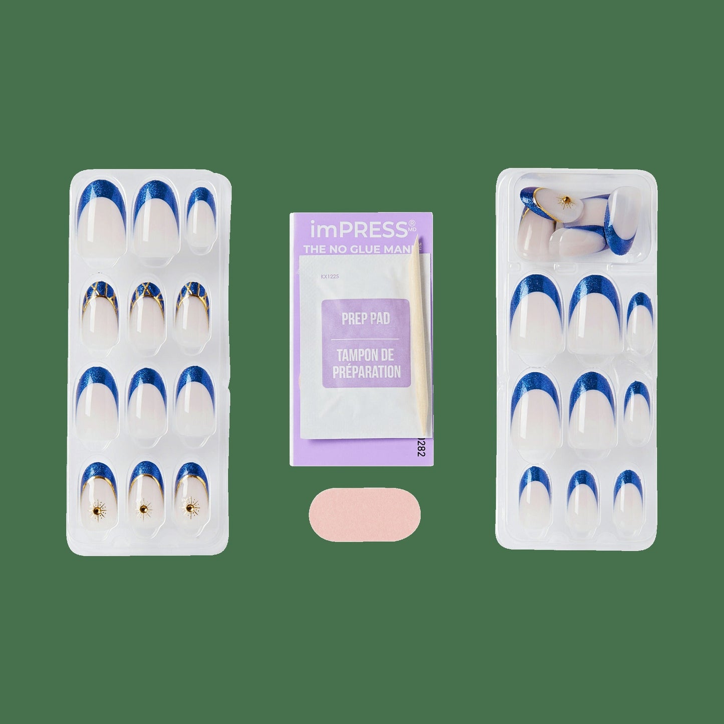 Impress X WICKED: FOR GOOD | Wickedly Brave | 3D & Jewel French Design, Blue, Medium, Oval, Manicure