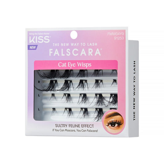 Falscara Natural Multipack - Cat Eye | DIY False Lash Extensions, Natural, Cluster Lash, Wispy Lashes, 20 Wisps, 18mm-20mm