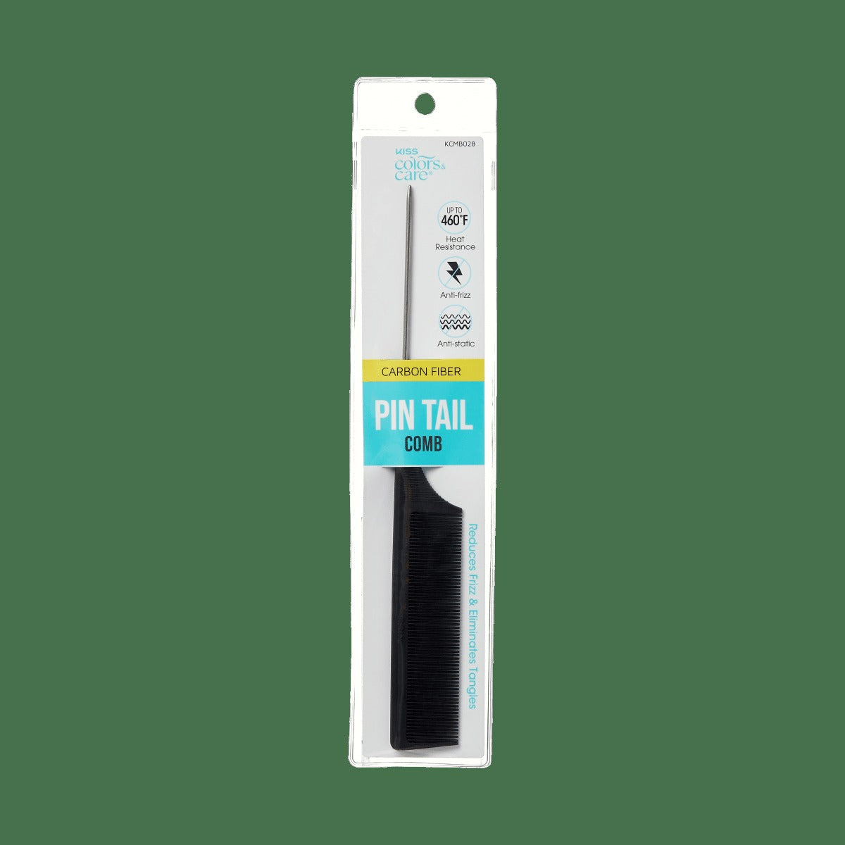 Kiss Colors & Care Professional Carbon Fiber Pin Tail Comb | Parting Comb, Rat Tail Comb