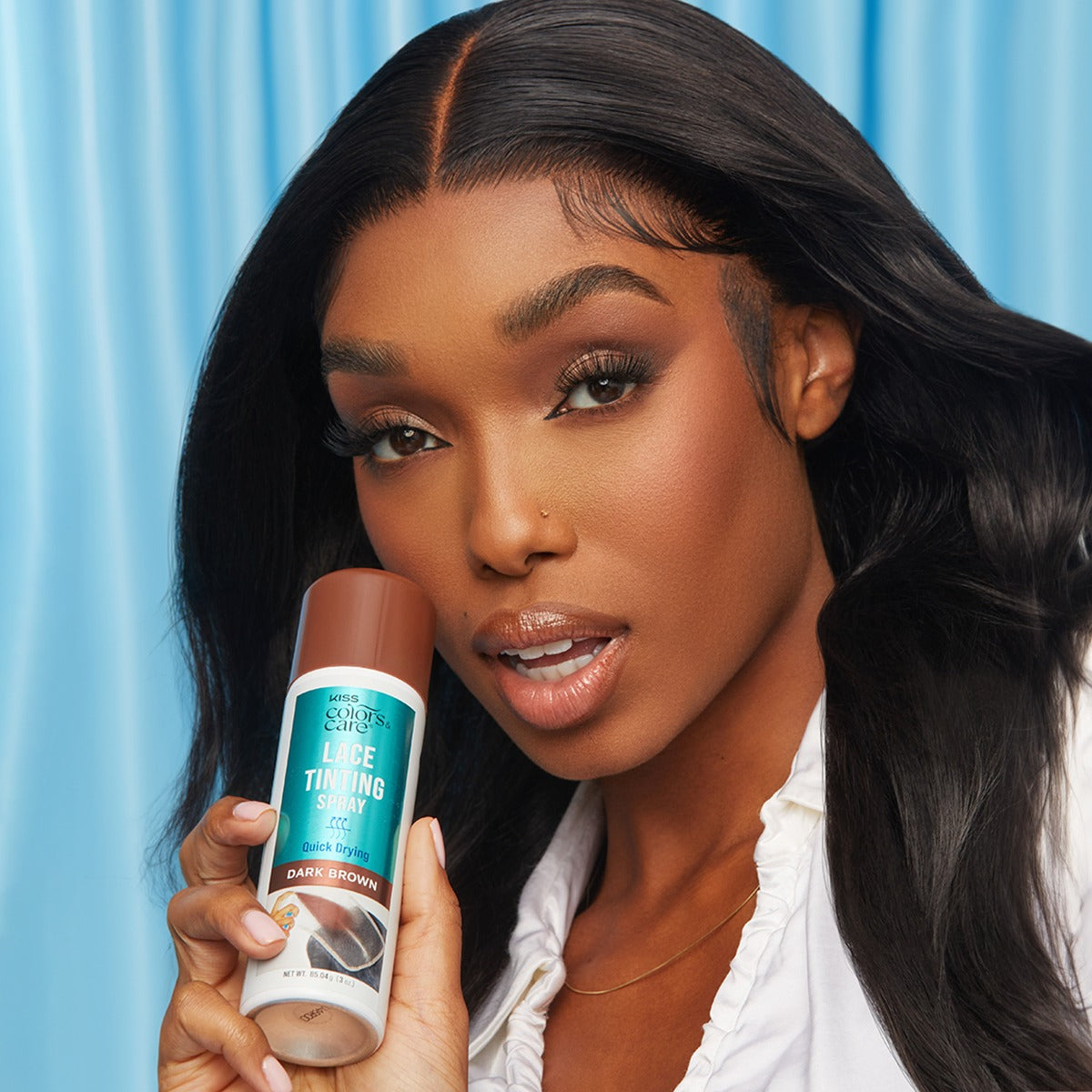 Kiss Colors & Care Lace Tinting Spray | Lace Front Wig Spray, Quick Drying, Transfer Proof, Dark Brown, Hair Care