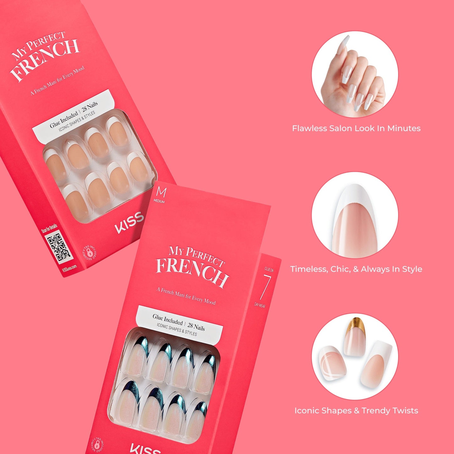 Kiss My Perfect French Press On Glue Nails - Jealous