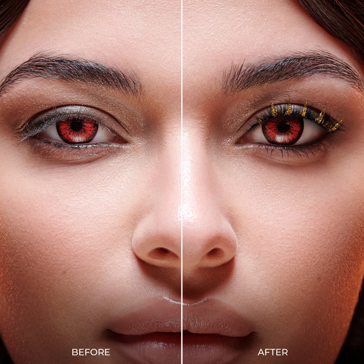 Kiss Halloween Decorated False Eyelashes & Gem Sticker - Golden Myth | 1 Pair, Strip Lashes, 7mm-12mm