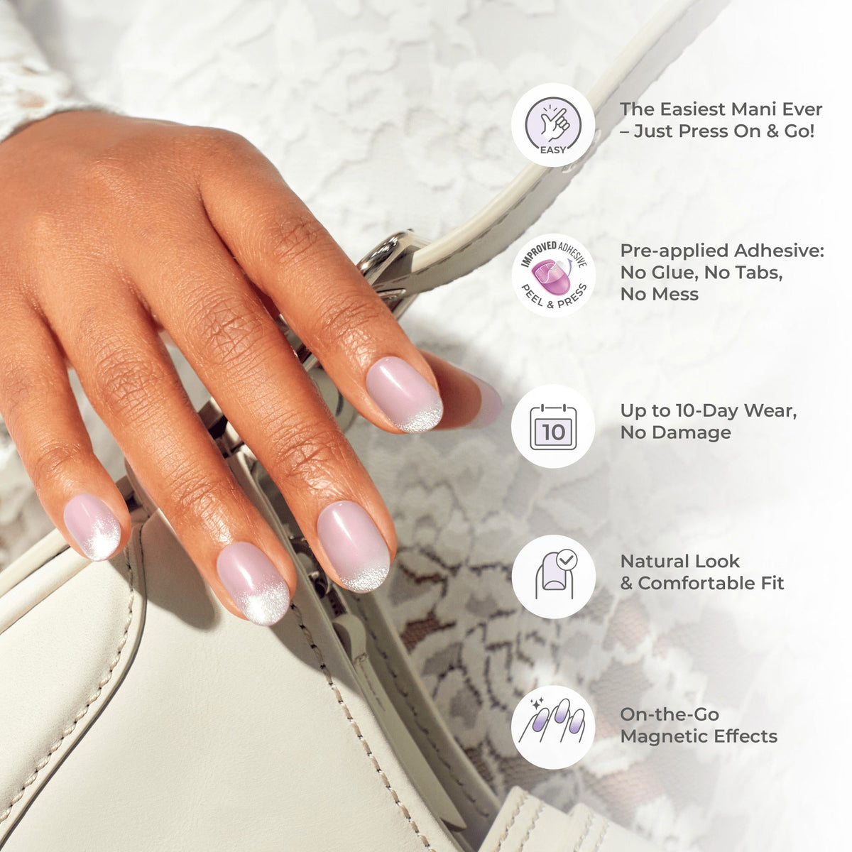 colorFX by Impress No Glue Fake Press On Nails - Velvet Romance | Design, Purple, Short, Squoval, Manicure