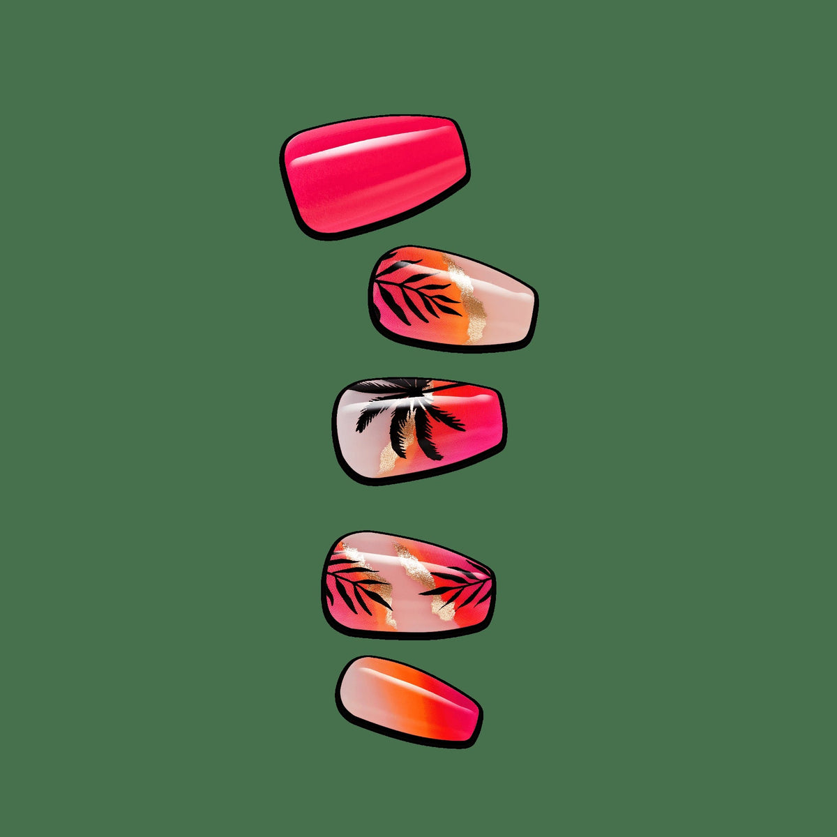 Impress Design No Glue Fake Press On Nails - Sol | Design, Multicolor, Medium, Coffin, Manicure