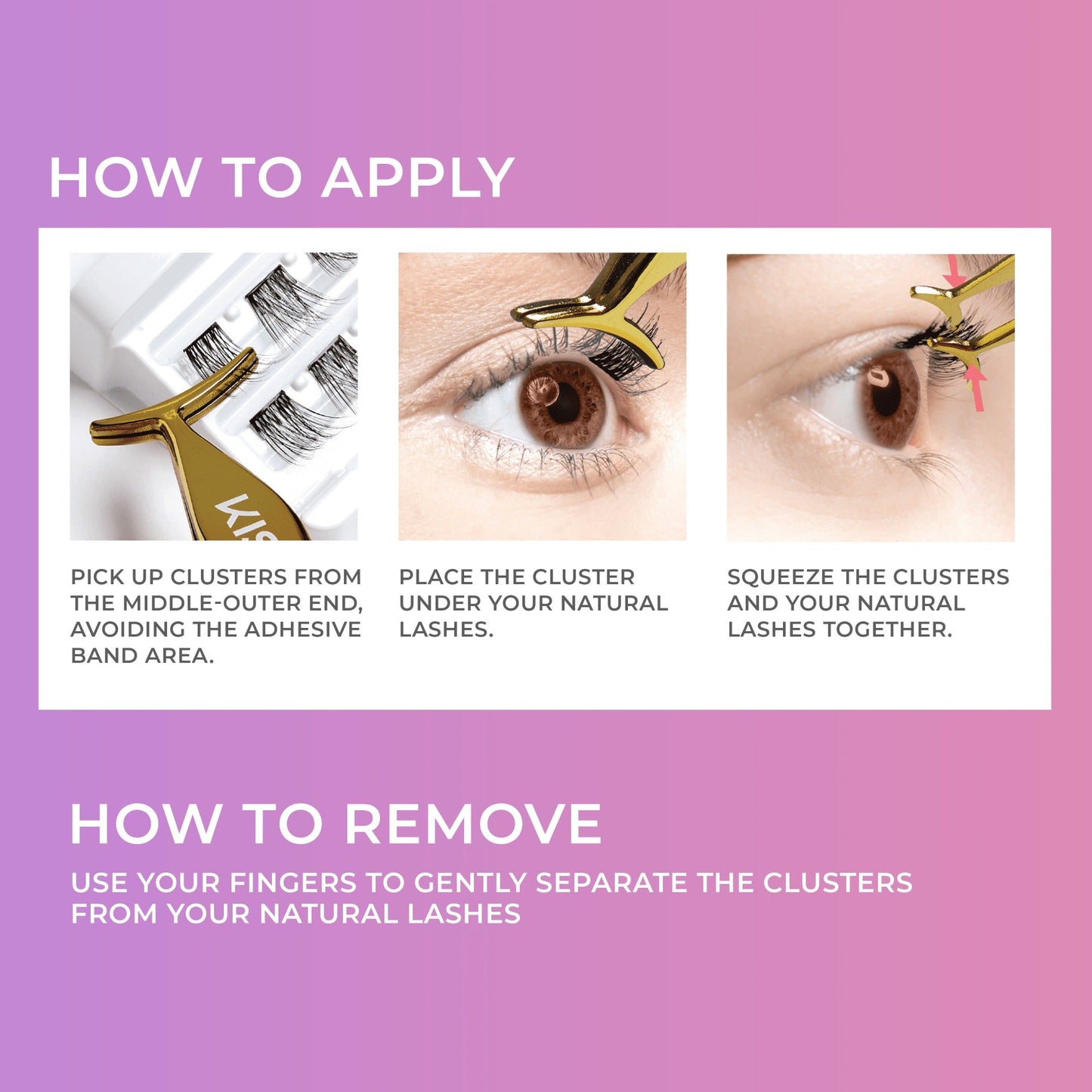 Impress Falsies Pre-Glued False Eyelashes Starter Kit - Natural | 36 Lash Clusters, With Applicator, 12mm-14mm