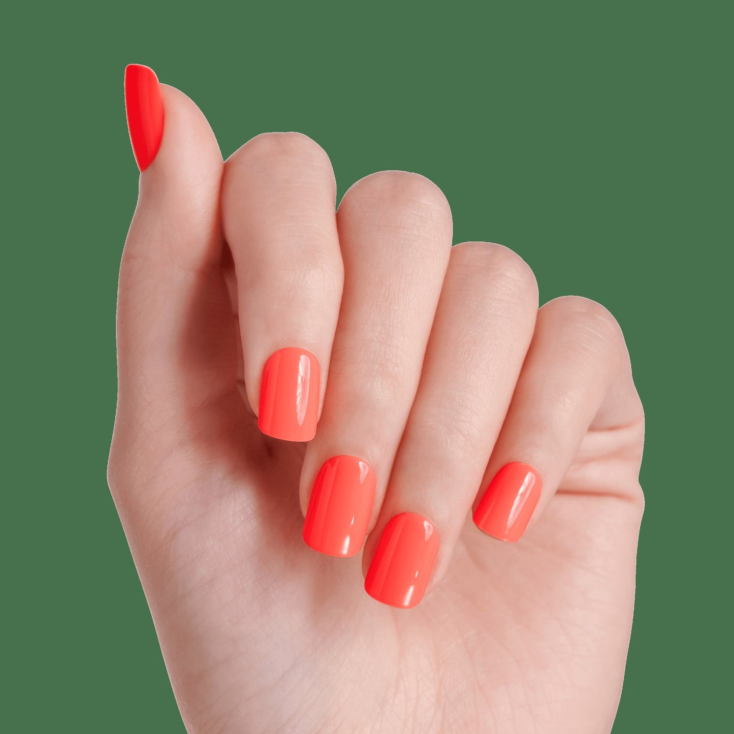 Impress Color No Glue Fake Press On Nails - Happier Vibes | Solid, Orange, Short, Squoval, Manicure