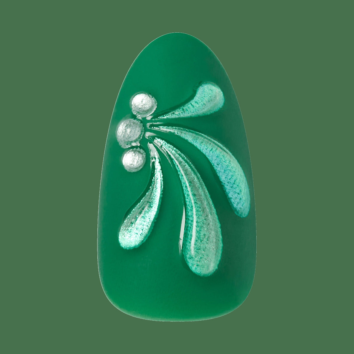 Kiss Glam Jeweled Press On Fake Glue Nails - Tropical Glow | 3D & Jewel Design, Green, Medium, Almond