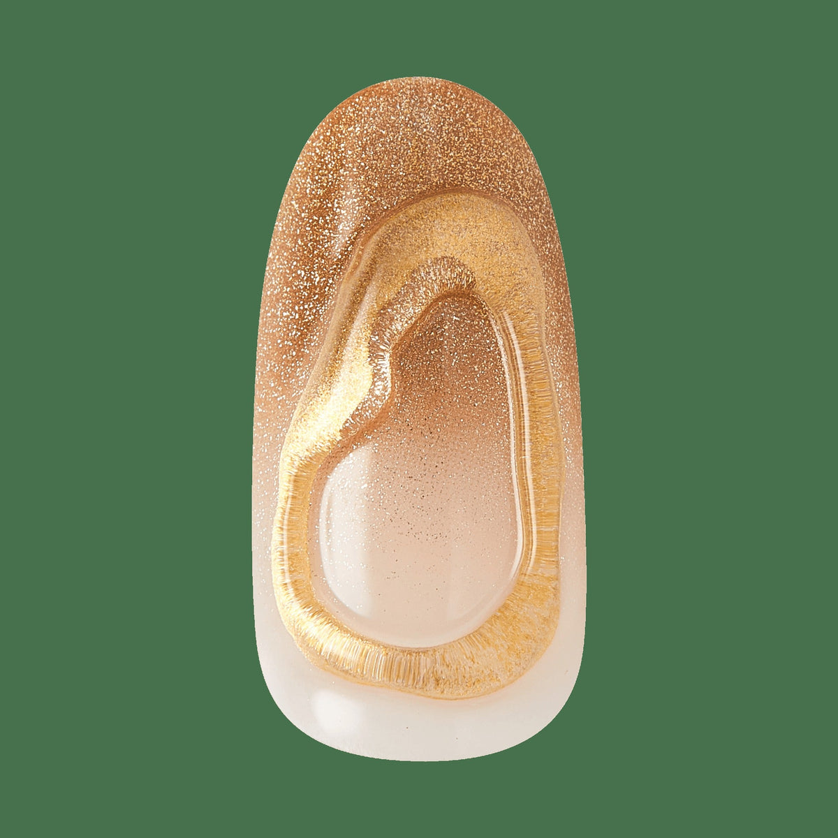 Kiss Nail Drip Press On Fake Glue Nails - Golden Laughter | 3D & Jewel Design, Metallic Gold, Medium, Round