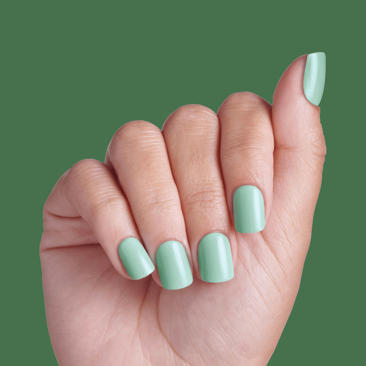 Impress Color No Glue Fake Press On Nails - Get Closer | Solid, Green, Short, Squoval, Manicure