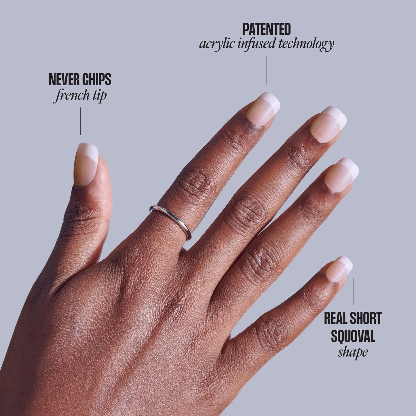 Kiss Core French Press On Fake Glue Nails - Your Moment | French Tips, Neutral, Real Short, Squoval