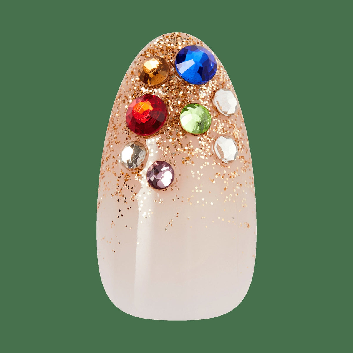 Kiss Luxe Press On Fake Glue Nails - Golden Field | 3D & Jewel Design, Gold, Medium, Almond