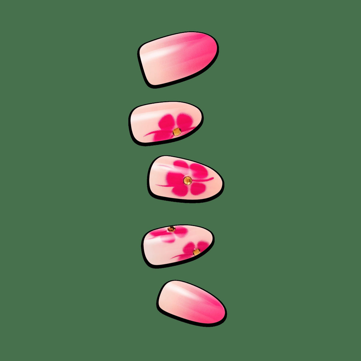Impress Design No Glue Fake Press On Nails - Summer Spell | 3D & Jewel Design, Pink, Medium, Almond, Manicure