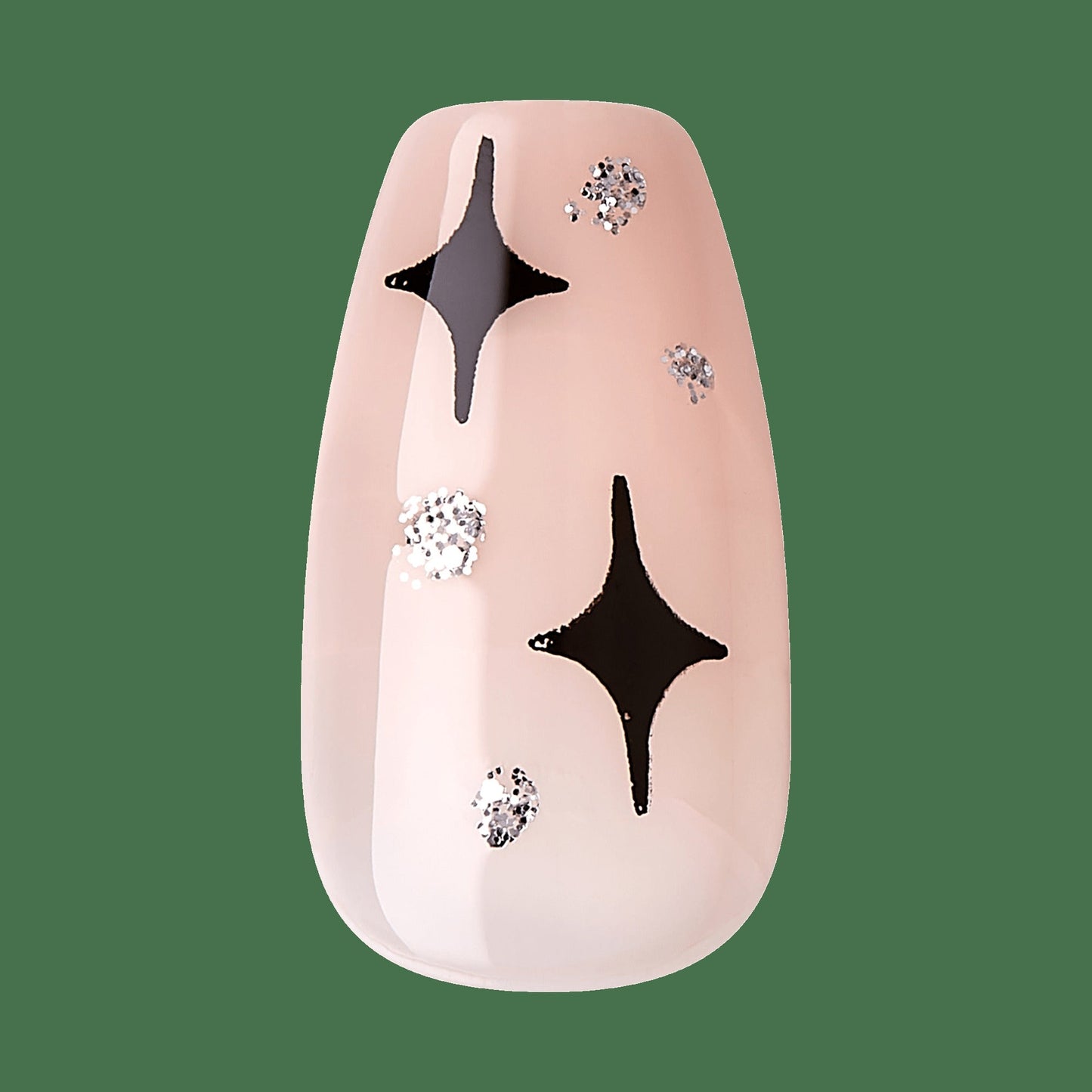 Impress Design No Glue Fake Press On Nails - For the Night | French Design, Black, Medium, Coffin, Manicure