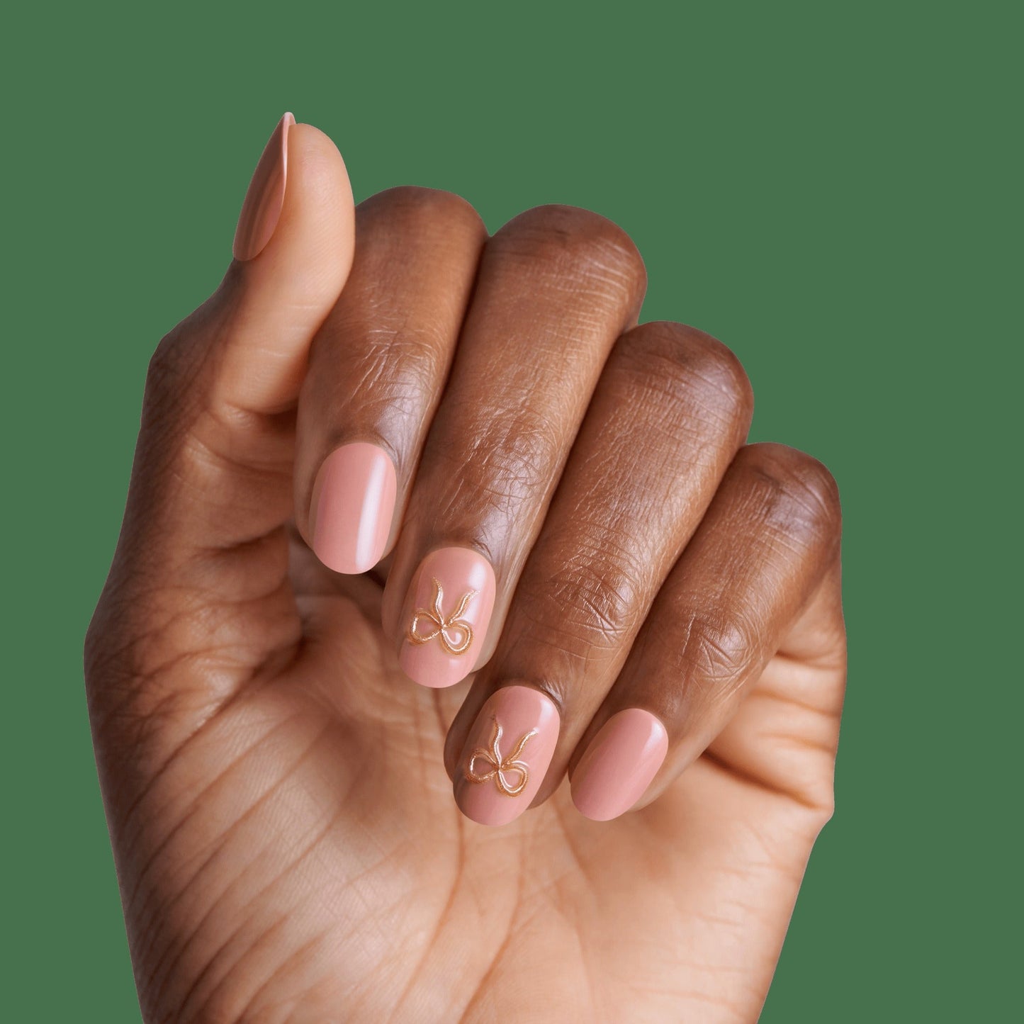 Impress Design No Glue Fake Press On Nails - Close To You | 3D Solid, Pink, Short, Oval, Manicure